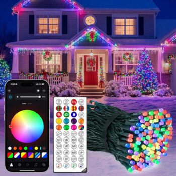 Ollny Smart RGB+W Christmas Fairy Lights 200 LEDs 20m (App Control, 16M Colors, Music Sync)
