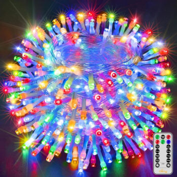 Ollny 600 LED 60m Multicolor Christmas Lights (Clear Cable, Plug in, 8 Modes)