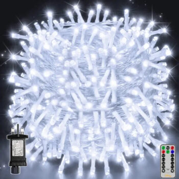 Ollny 800 LEDs 80m Christmas Fairy String Lights (Cool White, Clear Cable, Plug in, 8 Modes)