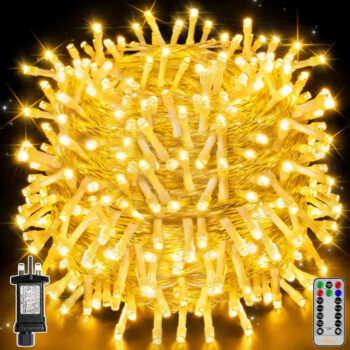 Ollny 800 LEDs 80m Christmas Fairy String Lights (Warm White, Clear Cable, Plug in, 8 Modes)